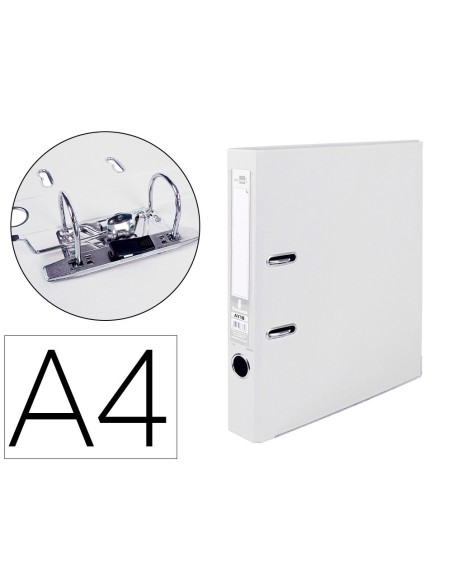 ARCHIVADOR DE PALANCA LIDERPAPEL A4 DOCUMENTA FORRADO PVC CON RADO LOMO 52MMBLANCO COMPRESOR METALICO