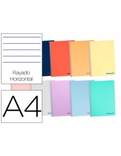 CUADERNO ESPIRAL LIDERPAPEL A4 WONDER TAPA PLASTICO 80H 90GR RAYADO HORIZONTAL CON MARGEN COLORES SURTIDOS