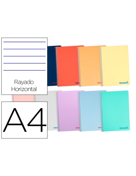 CUADERNO ESPIRAL LIDERPAPEL A4 WONDER TAPA PLASTICO 80H 90GR RAYADO HORIZONTAL CON MARGEN COLORES SURTIDOS