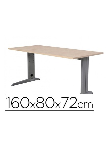 MESA DE OFICINA ROCADA METAL 2002AC01 ALUMINIO /HAYA 160X80 CM