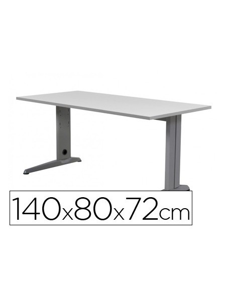 MESA DE OFICINA ROCADA METAL 2001AC02 ALUMINIO /GRIS 140X80 CM