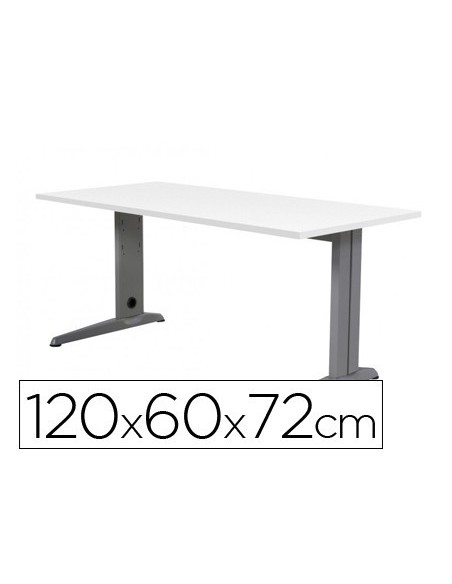 MESA DE OFICINA ROCADA METAL 2000AC04 ALUMINIO /BLANCO 120X60 CM