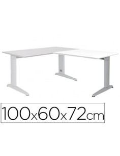 ALA PARA MESA ROCADA SERIE METAL 60X 100 CM DERECHA O IZQUIERDA ACABADO AC04 ALUMINIO/ BLANCO