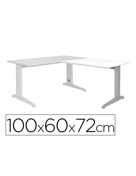 ALA PARA MESA ROCADA SERIE METAL 60X 100 CM DERECHA O IZQUIERDA ACABADO AC04 ALUMINIO/ BLANCO