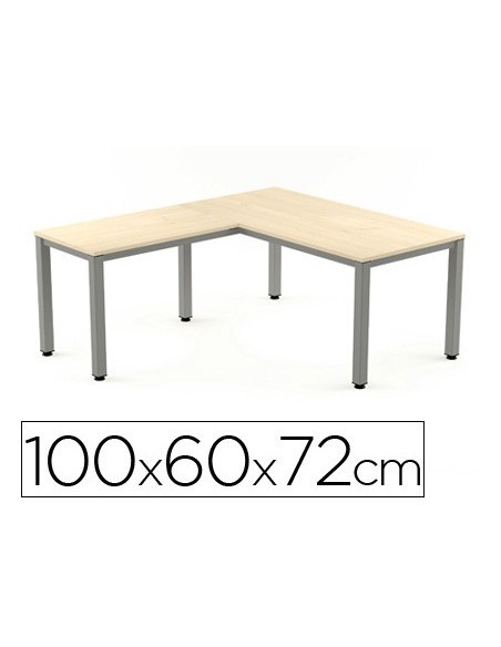 ALA PARA MESA ROCADA SERIE EXECUTIVE 60X 100 CM DERECHA O IZQUIERDA ACABADO AD01 ALUMINIO/ HAYA