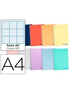CUADERNO ESPIRAL LIDERPAPEL A4 WONDER TAPA PLASTICO 80H 90GR RAYADO N.46 COLORES SURTIDOS