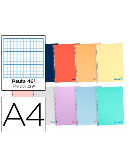 CUADERNO ESPIRAL LIDERPAPEL A4 WONDER TAPA PLASTICO 80H 90GR RAYADO N.46 COLORES SURTIDOS