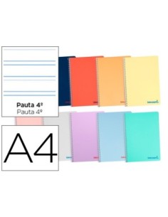 CUADERNO ESPIRAL LIDERPAPEL A4 WONDER TAPA PLASTICO 80H 90GR PAUTA ANCHA 3,5MM CON MARGEN COLORES SURTIDOS