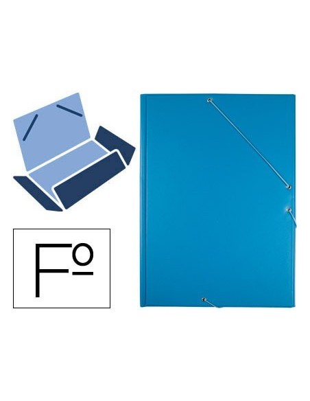 CARPETA LIDERPAPEL GOMAS PLASTICO FOLIO SOLAPAS COLOR CELESTE