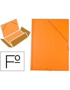 CARPETA LIDERPAPEL GOMAS PLASTICO FOLIO SOLAPAS COLOR NARANJA