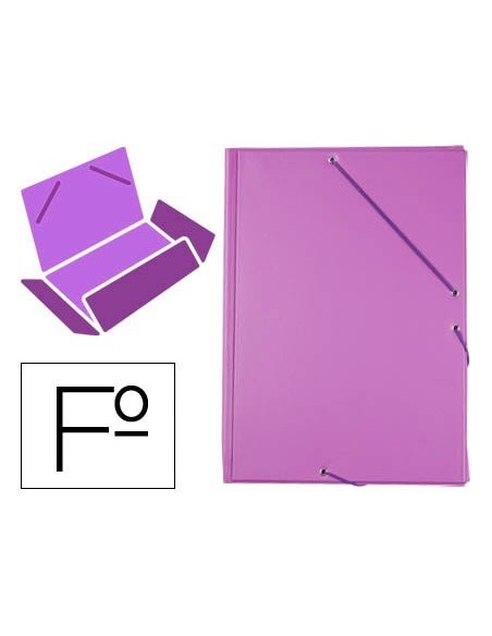 CARPETA LIDERPAPEL GOMAS PLASTICO FOLIO SOLAPAS COLOR LILA