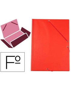 CARPETA LIDERPAPEL GOMAS PLASTICO FOLIO SOLAPAS COLOR ROJO