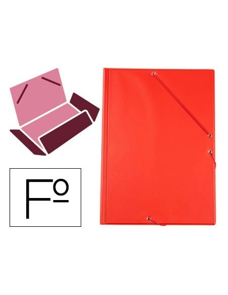 CARPETA LIDERPAPEL GOMAS PLASTICO FOLIO SOLAPAS COLOR ROJO