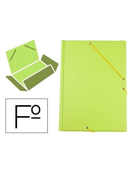CARPETA LIDERPAPEL GOMAS PLASTICO FOLIO SOLAPAS COLOR VERDE PISTACHO