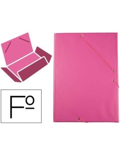 CARPETA LIDERPAPEL GOMAS PLASTICO FOLIO SOLAPAS COLOR FUCSIA