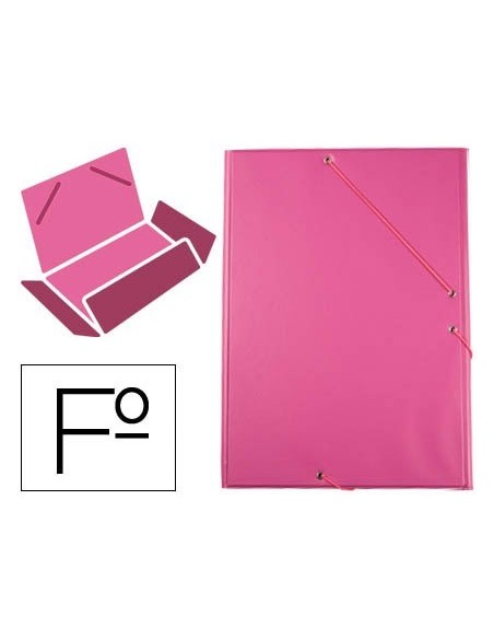 CARPETA LIDERPAPEL GOMAS PLASTICO FOLIO SOLAPAS COLOR FUCSIA