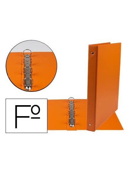 CARPETA LIDERPAPEL 4 ANILLAS 25 MM REDONDAS PLASTICO FOLIO COLOR NARANJA