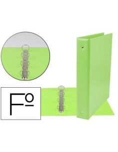 CARPETA LIDERPAPEL 4 ANILLAS 40 MM REDONDAS PLASTICO FOLIO COLOR VERDE PISTACHO