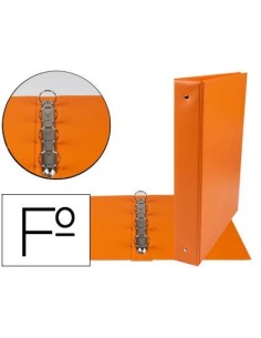 CARPETA LIDERPAPEL 4 ANILLAS 40 MM REDONDAS PLASTICO FOLIO COLOR NARANJA