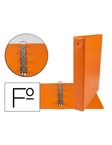 CARPETA LIDERPAPEL 4 ANILLAS 40 MM REDONDAS PLASTICO FOLIO COLOR NARANJA