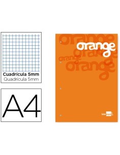BLOC ENCOLADO LIDERPAPEL CUADRO 5 MM NARANJA A4 NATURAL100 HOJAS 100 G/M2