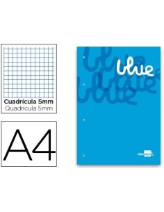BLOC ENCOLADO LIDERPAPEL CUADRO 5 MM AZUL A4 NATURAL 100 HOJAS 100 G/M2