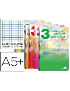 CUADERNO ESPIRAL LIDERPAPEL CUARTO PAUTAGUIA TAPA DURA 80H75 GR CUADRO PAUTADO 3 MM CON MARGEN