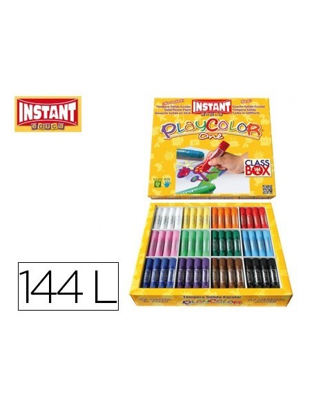 TEMPERA SOLIDA EN BARRA PLAYCOLOR ESCOLAR CAJA DE 144UNIDADES 12 COLORES SURTIDOS