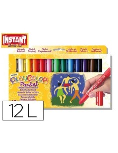 TEMPERA SOLIDA EN BARRA PLAYCOLOR POCKET ESCOLAR CAJA DE 12 COLORES SURTIDOS