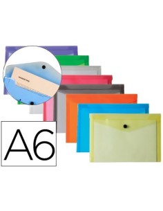 CARPETA LIDERPAPEL DOSSIER BROCHE POLIPROPILENO DIN A6 PACK DE 12 COLORES SURTIDOS