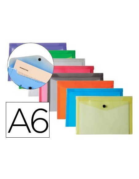 CARPETA LIDERPAPEL DOSSIER BROCHE POLIPROPILENO DIN A6 PACK DE 12 COLORES SURTIDOS