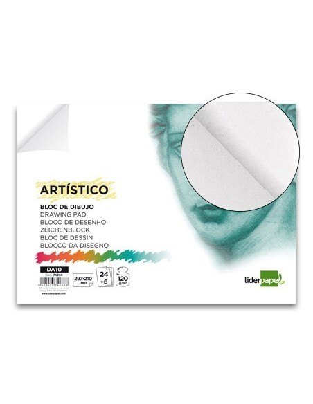BLOC DIBUJO LIDERPAPEL ARTISTICO ENCOLADO 210X297 MM 30 HOJAS 120G/M2 SIN RECUADRO
