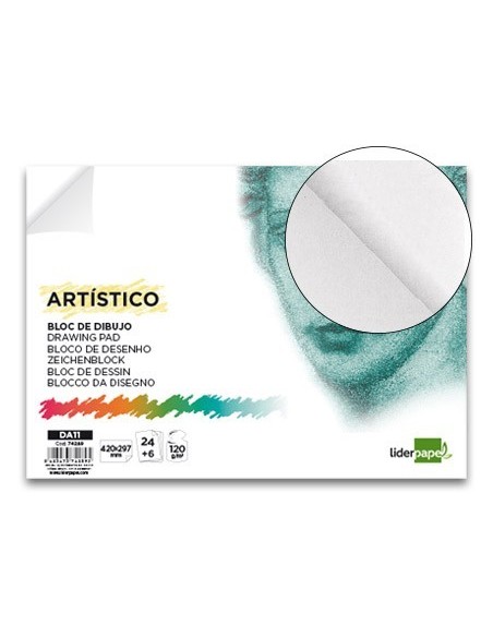 BLOC DIBUJO LIDERPAPEL ARTISTICO ENCOLADO 297X420 MM 30 HOJAS 120G/M2 SIN RECUADRO