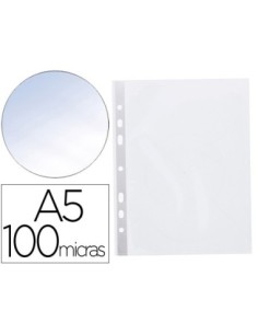 FUNDA MULTITALADRO Q-CONNECT DIN A5 100 MC CRISTAL 6 TALADROS