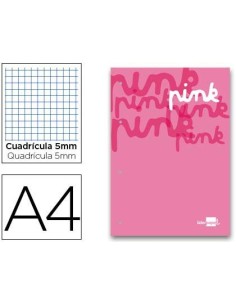 BLOC ENCOLADO LIDERPAPEL CUADRO 5 MM ROSA A4 NATURAL 100 HOJAS 100 G/M2