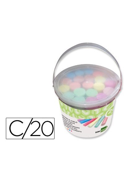 TIZA COLOR LIDERPAPEL PARA SUELO CUBILETE DE 20 UNIDADES COLORES SURTIDOS