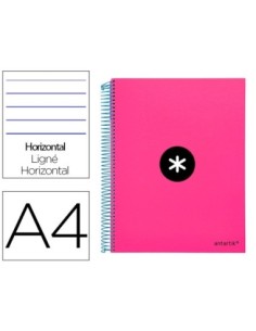 CUADERNO ESPIRAL LIDERPAPEL A4 MICRO ANTARTIK TAPA FORRADA 120H 100 GR HORIZONTAL 5 BANDAS 4 TALADROS COLOR ROSA