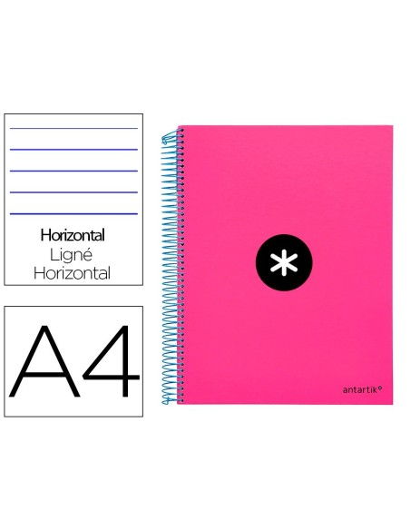 CUADERNO ESPIRAL LIDERPAPEL A4 MICRO ANTARTIK TAPA FORRADA 120H 100 GR HORIZONTAL 5 BANDAS 4 TALADROS COLOR ROSA