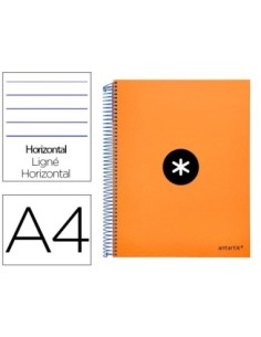 CUADERNO ESPIRAL LIDERPAPEL A4 MICRO ANTARTIK TAPA FORRADA 120H 100 GR HORIZONTAL 5 BANDAS 4 TALADROS COLOR NARANJA FLFL