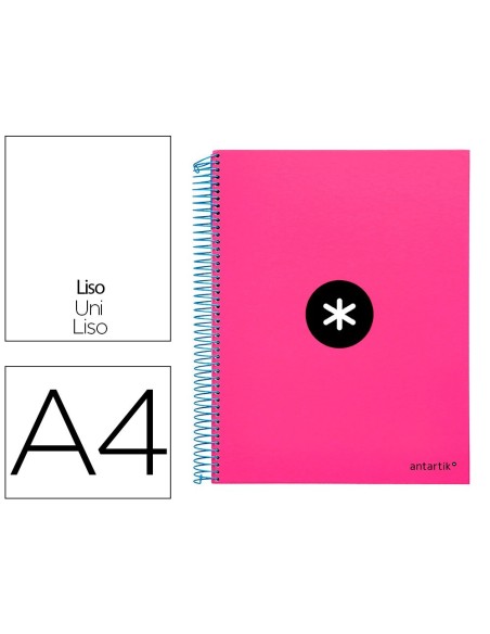 CUADERNO ESPIRAL LIDERPAPEL A4 MICRO ANTARTIK TAPA FORRADA 120H 100 GR LISO CON BANDAS 4 TALADROS COLOR ROSA FLUOR