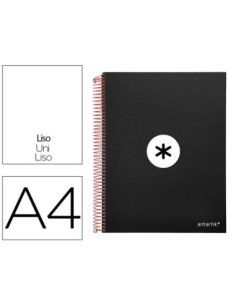 CUADERNO ESPIRAL LIDERPAPEL A4 MICRO ANTARTIK TAPA FORRADA 120H 100 GR LISO CON BANDAS 4 TALADROS COLOR NEGRO