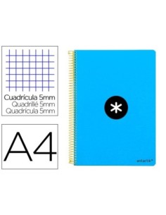 CUADERNO ESPIRAL LIDERPAPEL A4 MICRO ANTARTIK TAPA DURA 80H 100 GR CUADRO 5MM SIN BANDAS 4 TALADROS COLOR AZUL