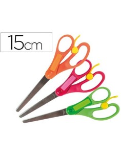 TIJERA ESCOLAR LIDERPAPEL 15 CM CON RESORTE PARA FACILITAR EL CORTE UNIDAD