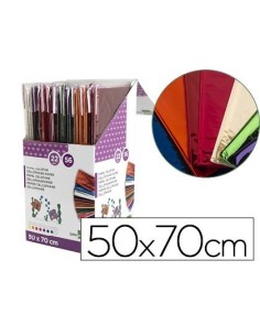 PAPEL CELOFAN LIDERPAPEL 50X70 EXPOSITOR 56 BOLSAS DE 5 HOJAS 8 COLORES SURTIDOS