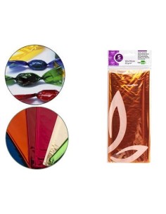 PAPEL CELOFAN LIDERPAPEL 50X70 CM 22G/M2 BOLSA DE 5 HOJAS AMARILLO