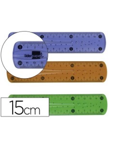 REGLA LIDERPAPEL PLASTICO FLEXIBLE DE 15 CM COLORES SURTIDOS