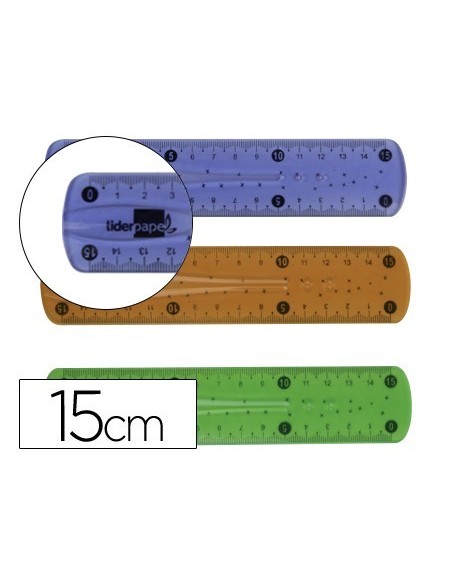 REGLA LIDERPAPEL PLASTICO FLEXIBLE DE 15 CM COLORES SURTIDOS