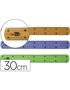 REGLA LIDERPAPEL PLASTICO FLEXIBLE DE 30 CM COLORES SURTIDOS