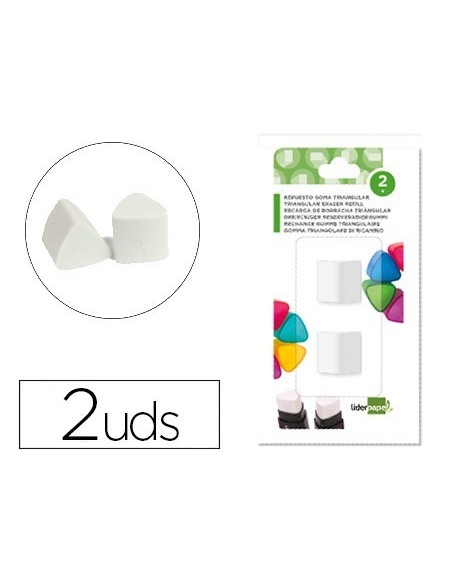 REPUESTO GOMA LIDERPAPEL TRIANGULAR CON SACAPUNTAS BLISTER DE 2 UNIDADES