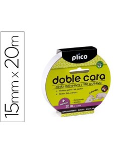 CINTA ADHESIVA PLICO DOBLE CARA 20 MT X 15 MM